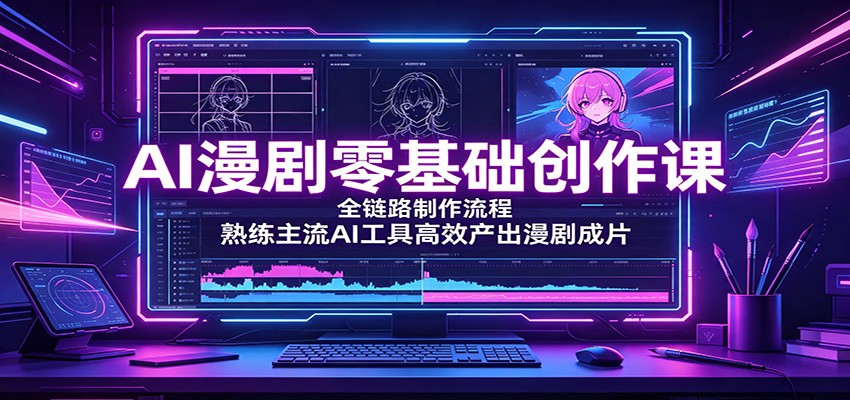 AI漫剧零基础创作课：全链路制作流程，熟练主流AI工具高效产出漫剧成片-大川资源分享站