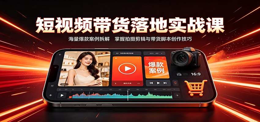 短视频带货落地实战课：海量爆款案例拆解，掌握拍摄剪辑与带货脚本创作技巧-大川资源分享站