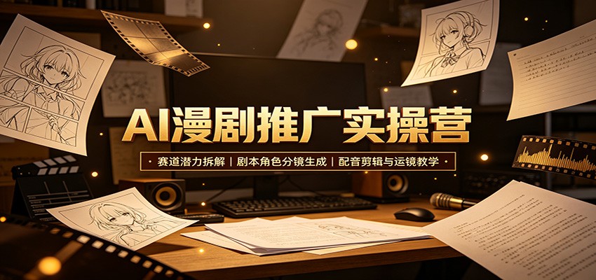 AI漫剧推广实操营：赛道潜力拆解，剧本角色分镜生成，配音剪辑与运镜教学-大川资源分享站