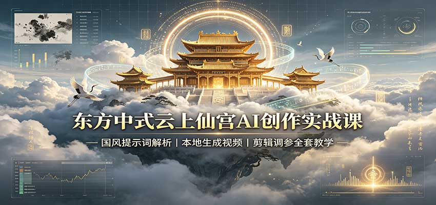东方中式云上仙宫AI创作实战课：国风提示词解析，本地生成视频，剪辑调参全套教学-大川资源分享站