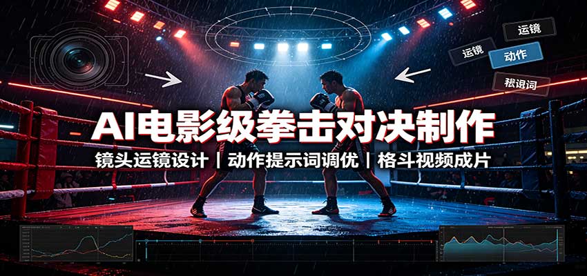 AI电影级拳击对决制作:镜头运镜设计,动作提示词调优,格斗视频成片-大川资源分享站