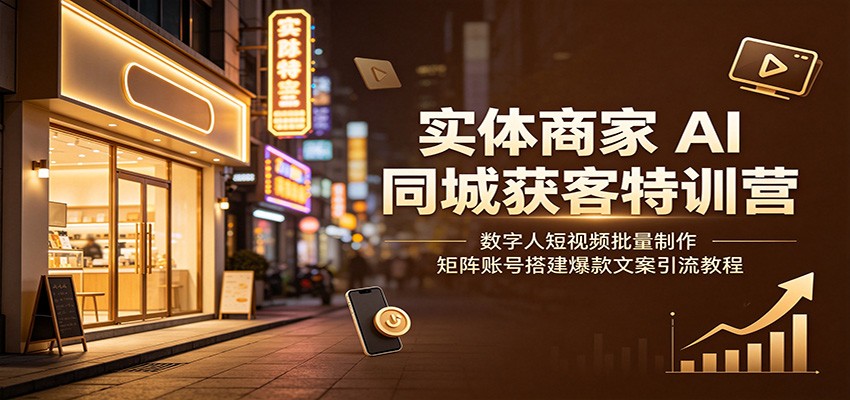 实体商家AI同城获客特训营：数字人短视频批量制作，矩阵账号搭建爆款文案引流教程-大川资源分享站