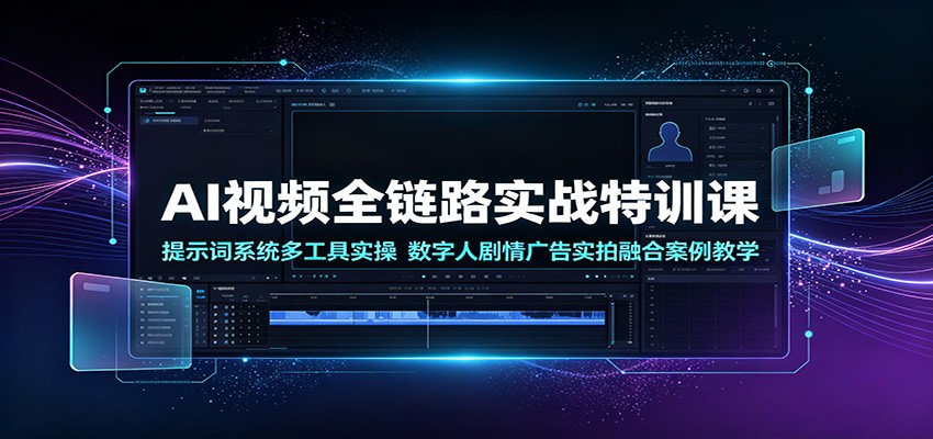 AI视频全链路实战特训课：提示词系统多工具实操，数字人剧情广告实拍融合案例教学-大川资源分享站