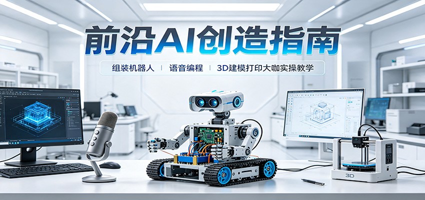前沿AI创造指南：组装机器人、语音编程、3D建模打印大咖实操教学-大川资源分享站