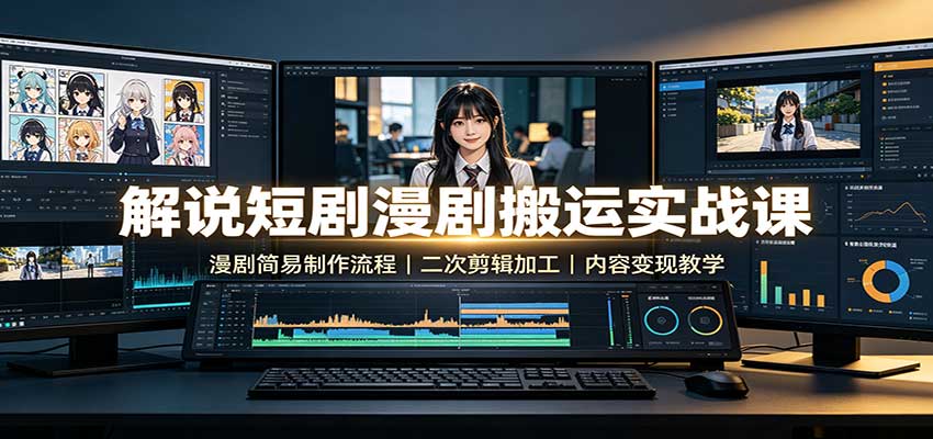 解说短剧漫剧搬运实战课：漫剧简易制作流程，二次剪辑加工，内容变现教学-大川资源分享站