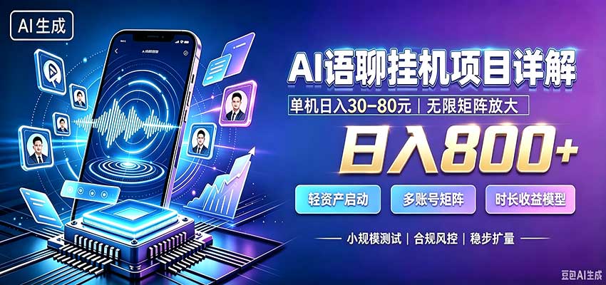 AI语聊挂机，日入800+，适用个人副业，工作室矩阵操作-大川资源分享站