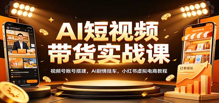 AI短视频带货实战课：视频号账号搭建，AI剧情挂车，小红书虚拟电商教程-大川资源分享站