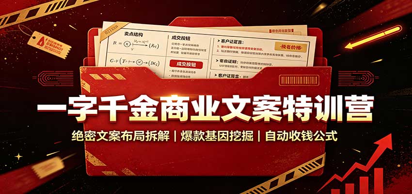 一字千金商业文案特训营：绝密文案布局拆解，爆款基因挖掘，自动收钱公式-大川资源分享站