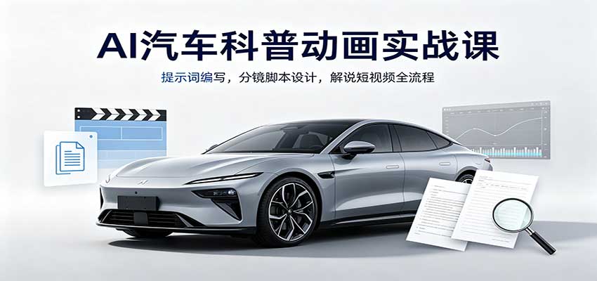 AI汽车科普动画实战课：提示词编写，分镜脚本设计，解说短视频全流程-大川资源分享站