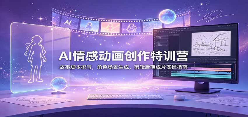 AI情感动画创作特训营：故事脚本撰写，角色场景生成，剪辑后期成片实操指南-大川资源分享站