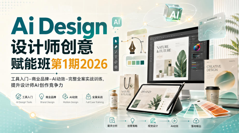 Ai Design设计师创意赋能班第1期2026｜工具入门‑商业品牌‑AI动效‑完整全案实战训练，提升设计师AI创作竞争力-大川资源分享站