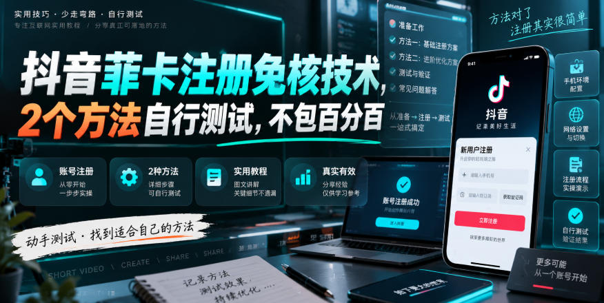 抖音菲卡注册免核技术，2个方法自行测试，不包百分百-大川资源分享站