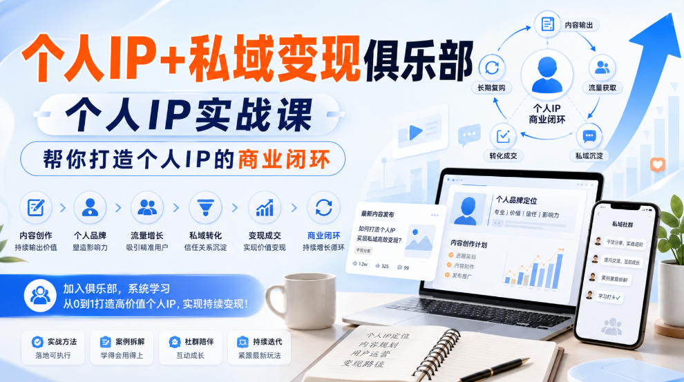 个人IP+私域变现俱乐部，个人IP实战课，帮你打造个人IP的商业闭环-大川资源分享站