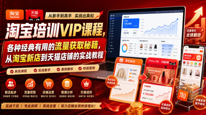 淘宝培训VIP课程，各种经典有用的流量获取秘籍，从淘宝新店到天猫店铺的实战教程(更新08月20日)-大川资源分享站