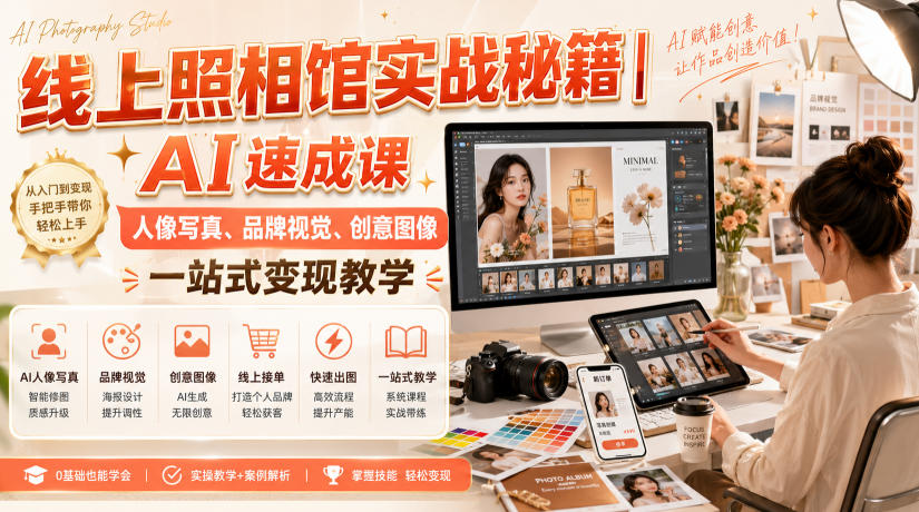 线上照相馆实战秘籍｜AI速成课，人像写真、品牌视觉、创意图像一站式变现教学-大川资源分享站