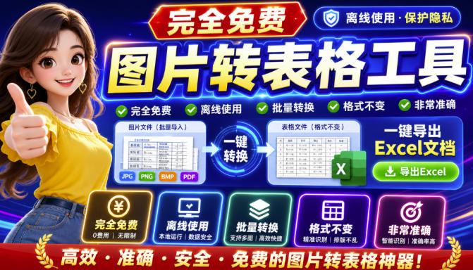 图片表格识别提取工具，支持一键从图片中智能提取表格并导出Excel文件，可离线免网运行，FastTableOCR-大川资源分享站