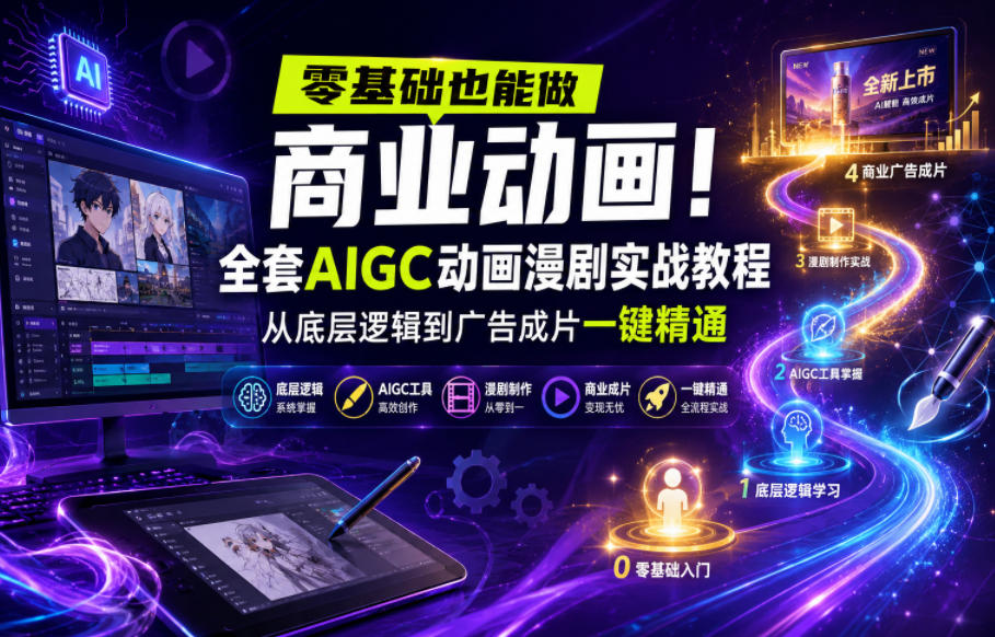 零基础也能做商业动画！全套AIGC动画漫剧实战教程，从底层逻辑到广告成片一键精通(更新0905)-大川资源分享站