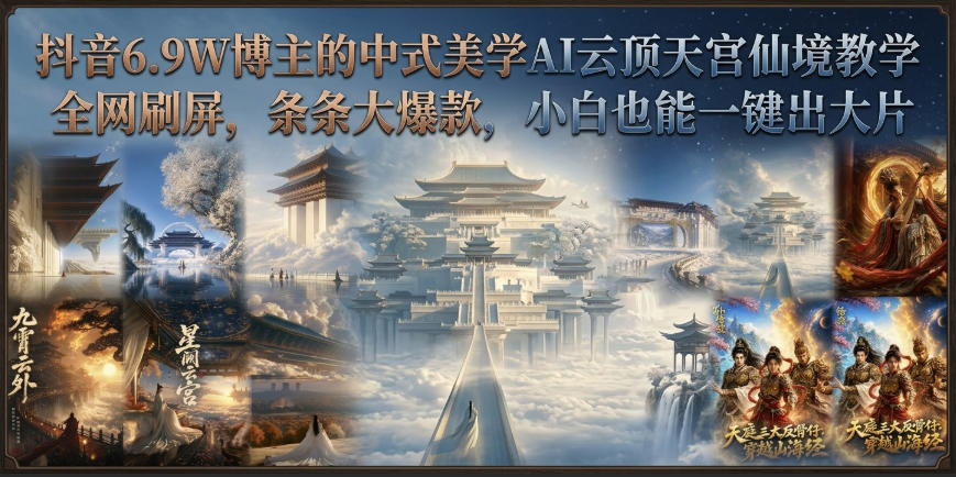 抖音6.9W博主的中式美学AI云顶天宫仙境教学，全网刷屏，条条大爆款，小白也能一键出大片-大川资源分享站