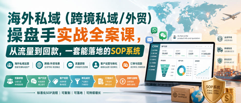 海外私域(跨境私域/外贸)操盘手实战全案课，从流量到回款，一套能落地的SOP系统-大川资源分享站