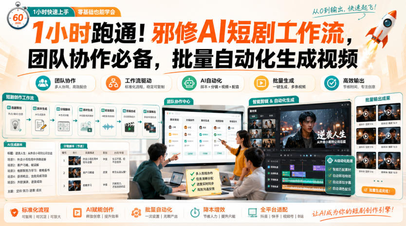 1小时跑通！邪修AI短剧工作流，团队协作必备，批量自动化生成视频-大川资源分享站
