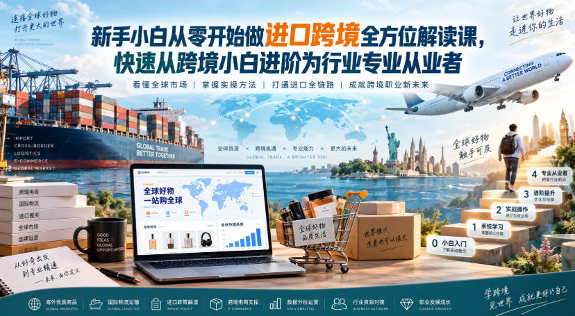 新手小白从零开始做进口跨境全方位解读课，快速从跨境小白进阶为行业专业从业者-大川资源分享站
