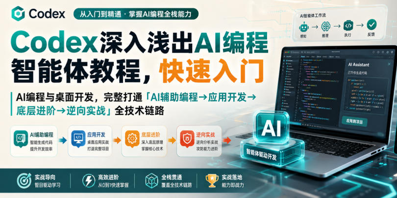 Codex深入浅出AI编程智能体教程，快速入门AI编程与桌面开发，打通「AI辅助编程→应用开发→底层进阶→逆向实战」全技术链路-大川资源分享站