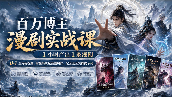 百万博主漫剧实战课｜1小时产出1条漫剧，0‑1全流程拆解，掌握高质量漫剧制作，配套全套实操提示词-大川资源分享站
