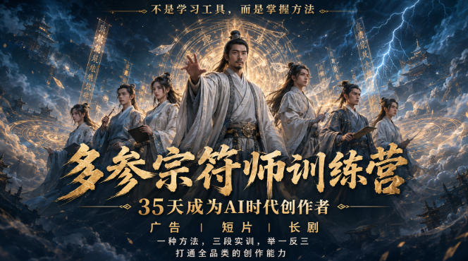 多参宗符师训练营，35天成为AI时代创作者，广告|短片|长剧，一种方法，三段实训，举一反三，打通全品类的创作能力-大川资源分享站
