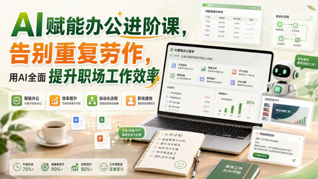 AI赋能办公进阶课，告别重复劳作，用AI全面提升职场工作效率-大川资源分享站