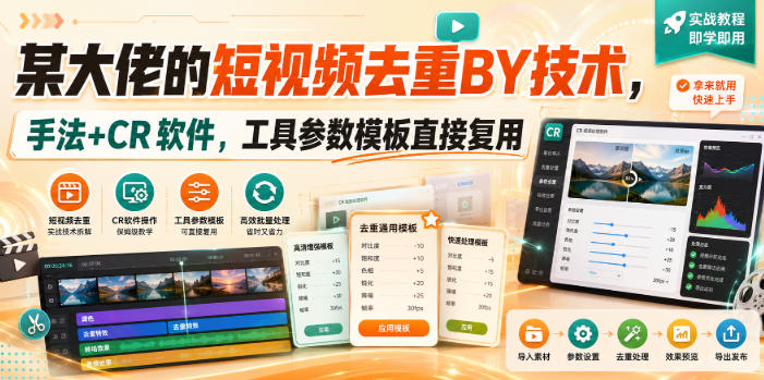 某大佬的短视频去重搬运技术，手法+CR软件，工具参数模板直接复用-大川资源分享站