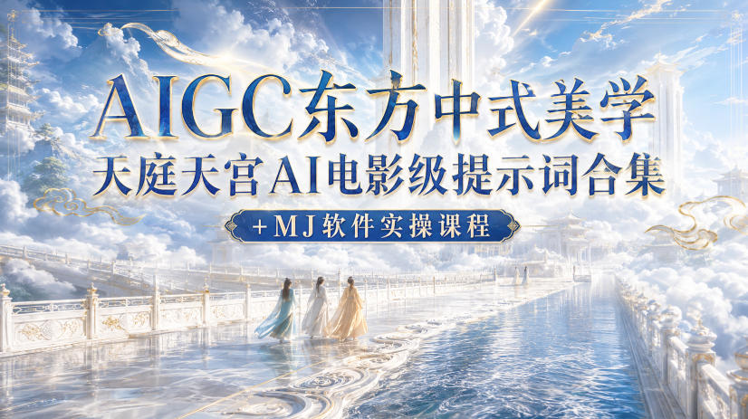 AIGC东方中式美学天庭天宫AI电影级提示词合集+MJ软件实操课程-大川资源分享站