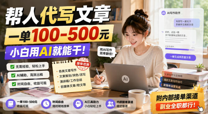 帮人代写文章，一单100-500，小白用AI就能干，附内部接单渠道，副业全职都行【揭秘】-大川资源分享站